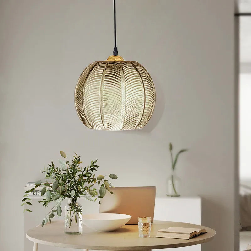 Glass Leaf Pattern Hanging Light