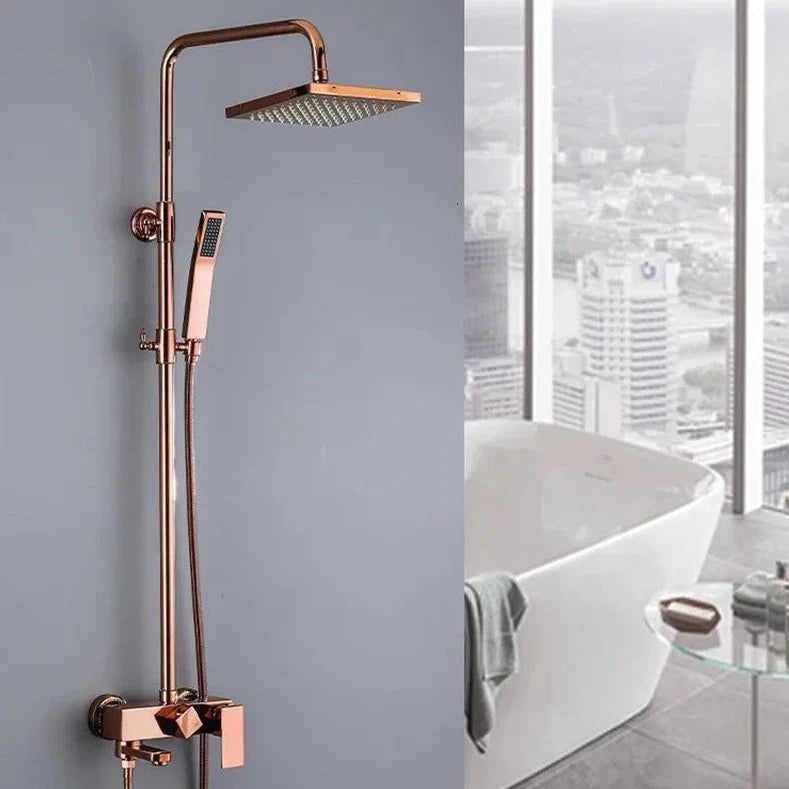 Pease - Rose Gold Dual Handle Wall Mounted Shower Set with Tub Tap