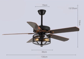 Emre - Wooden Blade Crystal Light Ceiling Fan
