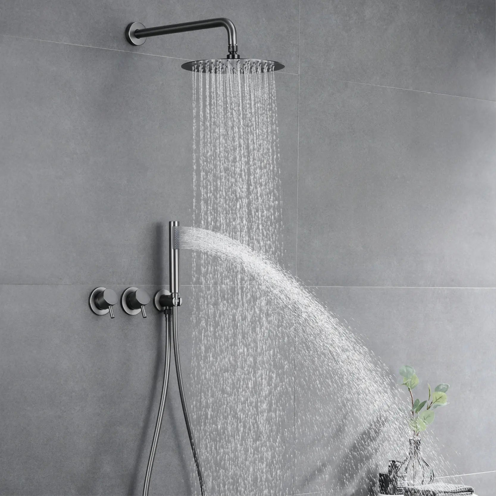 Maranda - Modern Brass Shower Set with Dual Handle Control and Two Functions