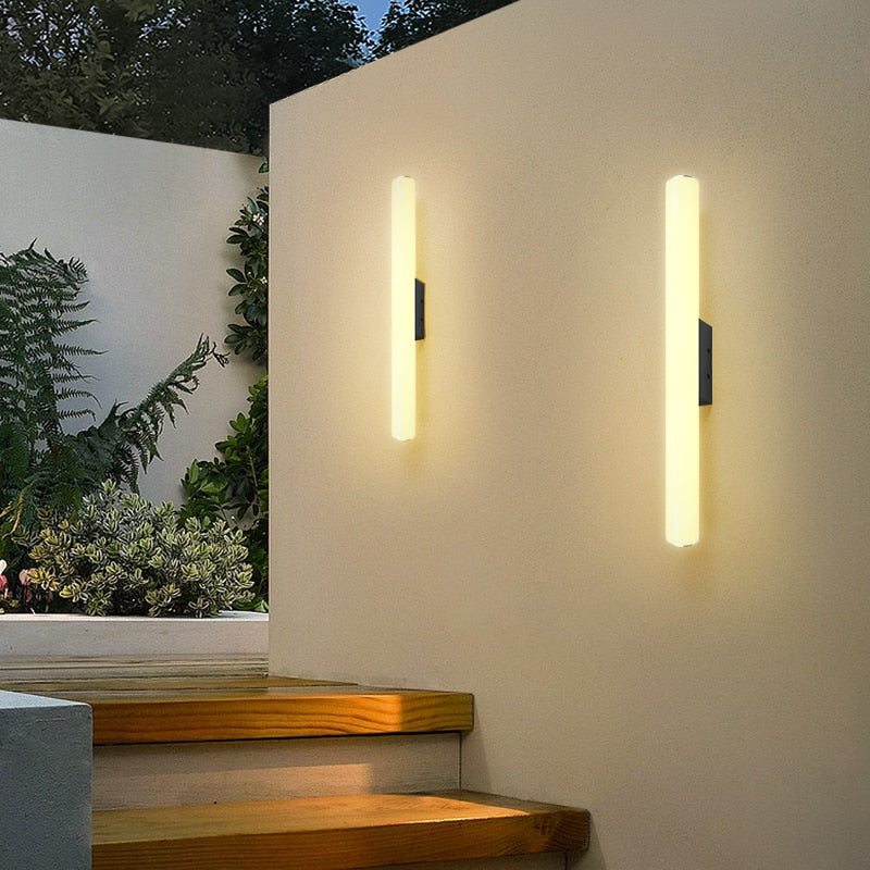 Amitola - Waterproof Outdoor Black Wall Light Bar LED