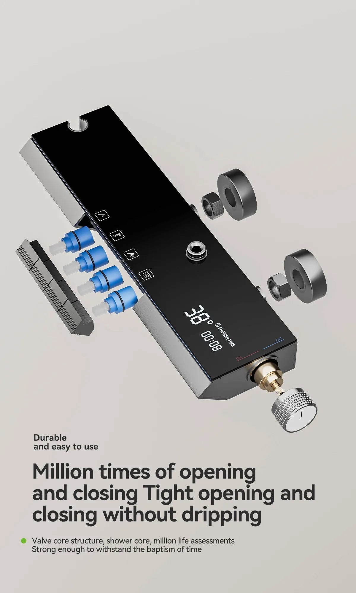 Atkins - Digital Display Thermostatic Shower Set With Ambient Light