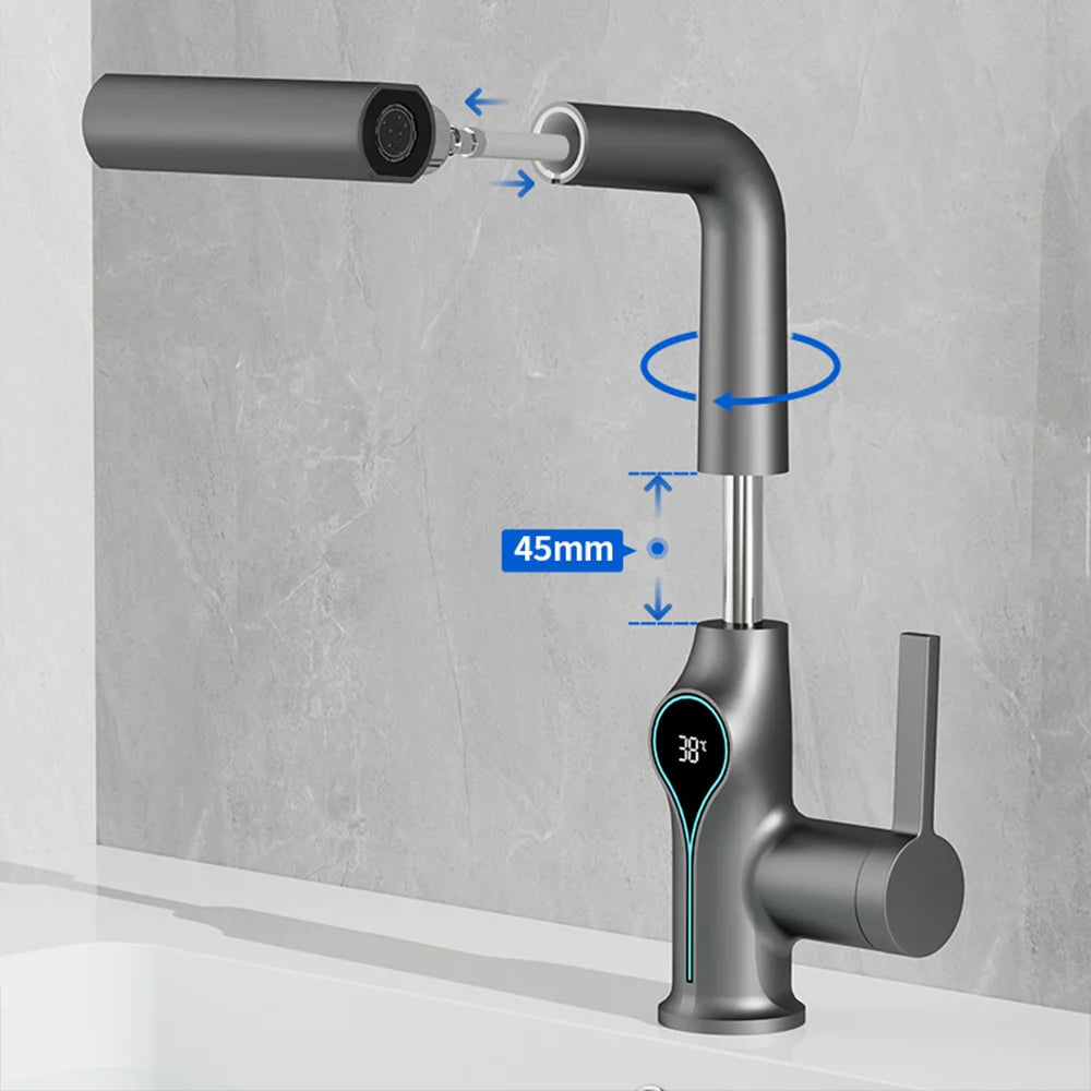 Kameron - Modern Waterfall Spout Tap with Digital Temperature Display