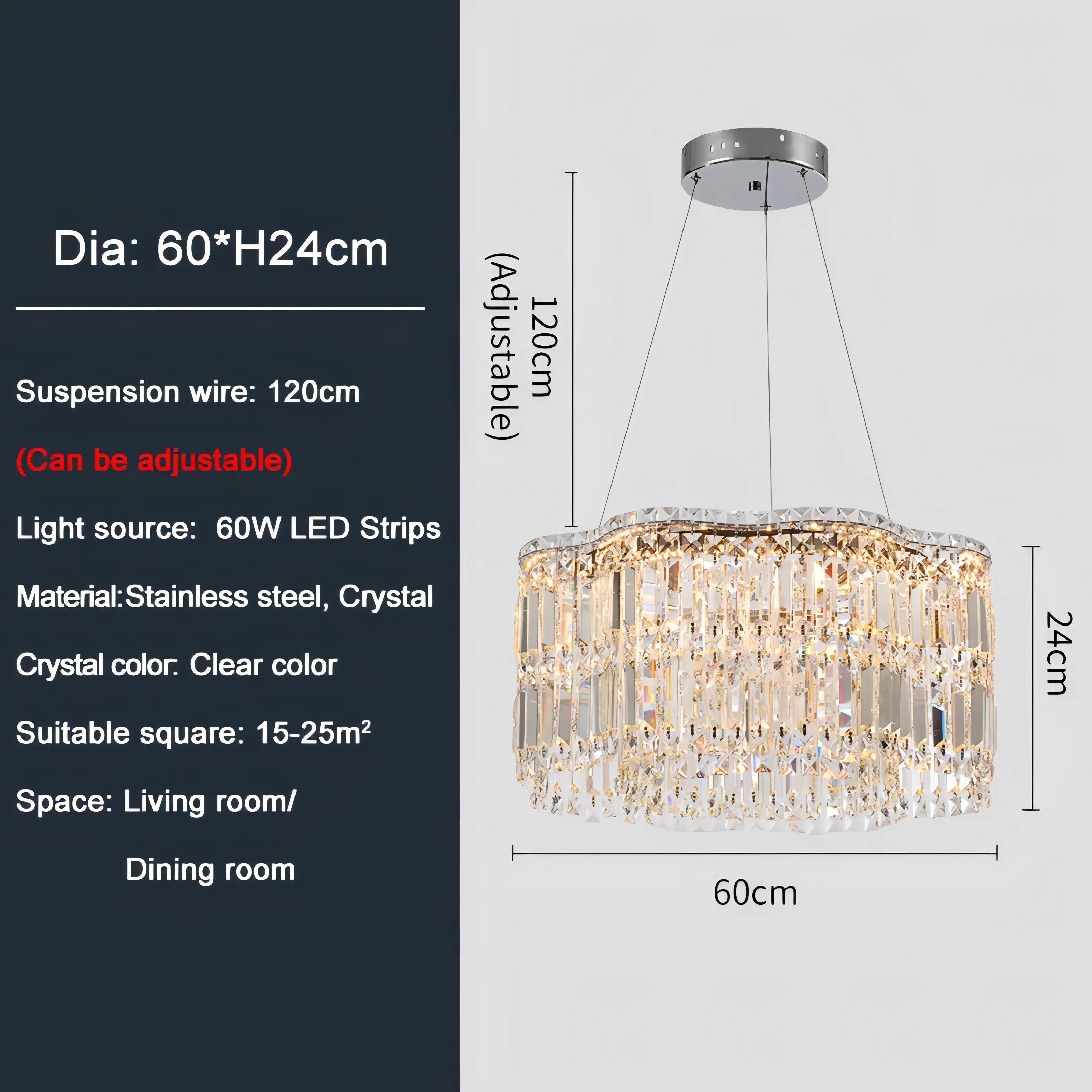 Aston - Crystal Wave Design Adjustable Ceiling Chandelier