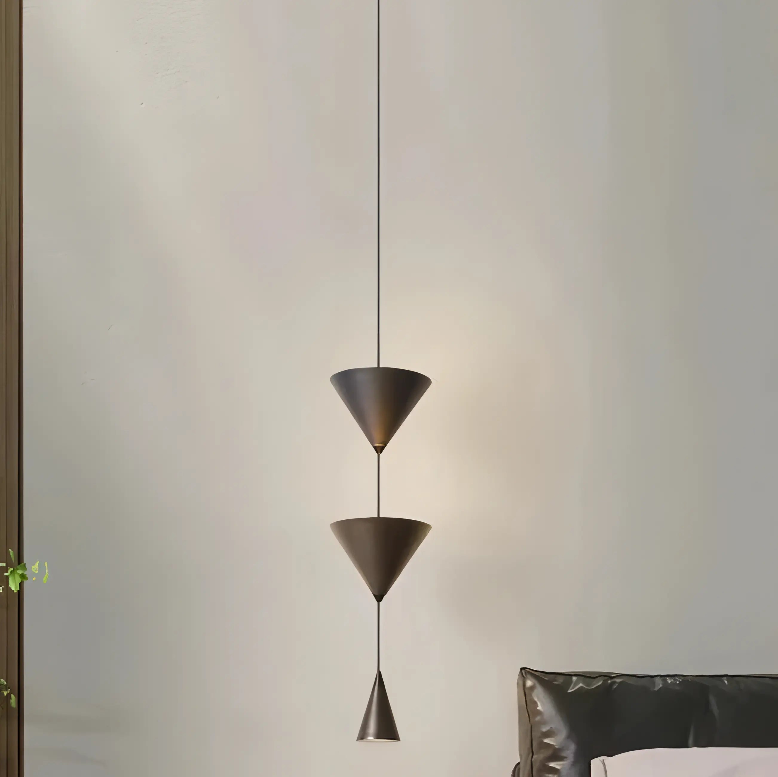Serhat - Minimalist Black White Hanging Triple Cone Pendant Ceiling Light
