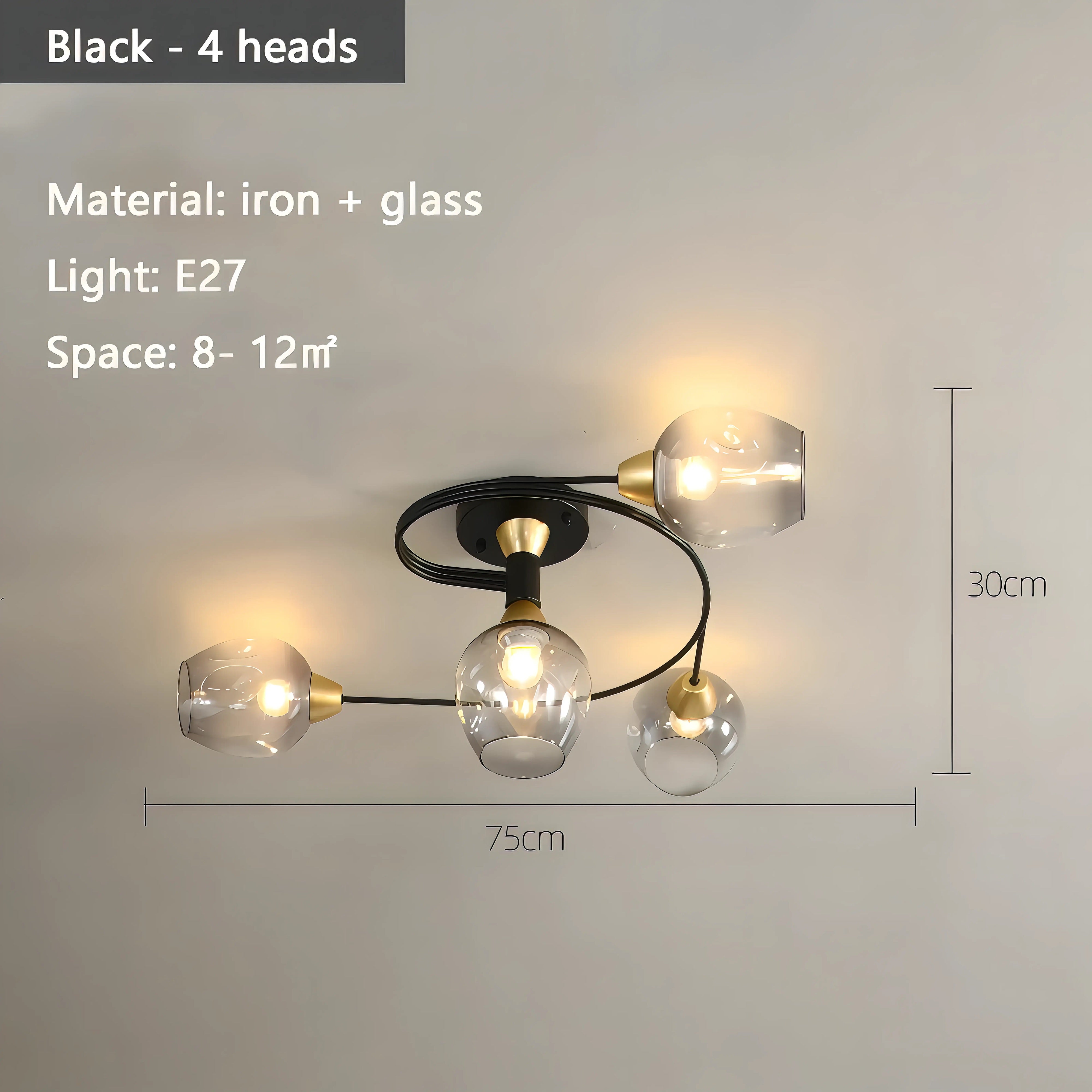 Arabella - Modern Twisted Body Coloured Glass Multi Head Ceiling Light Chandelier
