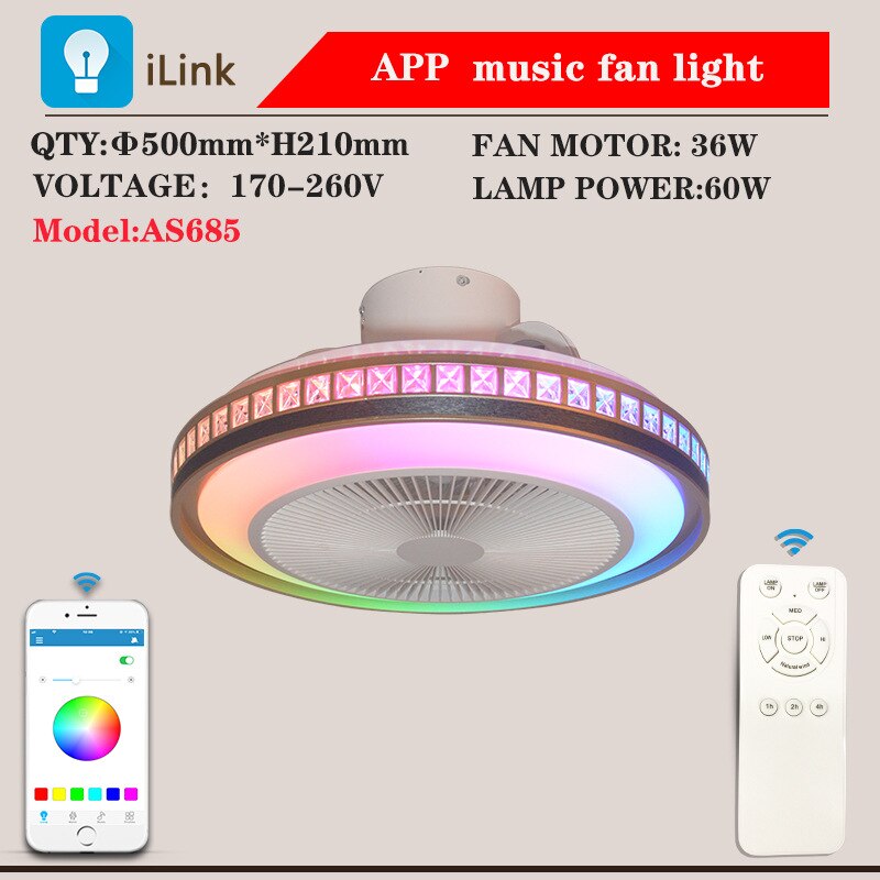 Naira - 50cm Ceiling Fan with LED Light Remote/APP Controlled