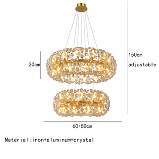 Abdiel - Glass Dandelion Gold Frame Round Clear Crystal Ceiling Light Chandelier