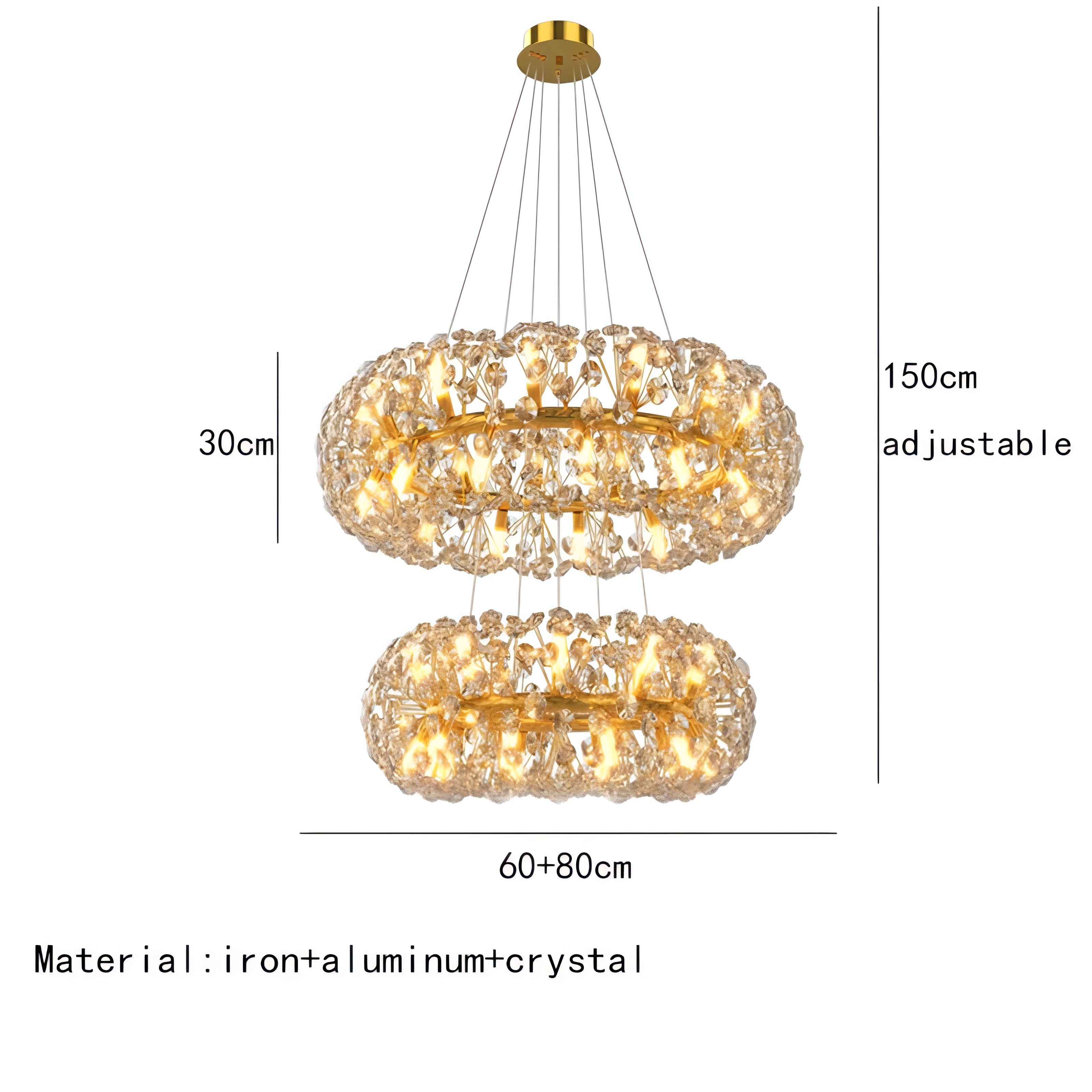 Abdiel - Glass Dandelion Gold Frame Round Clear Crystal Ceiling Light Chandelier