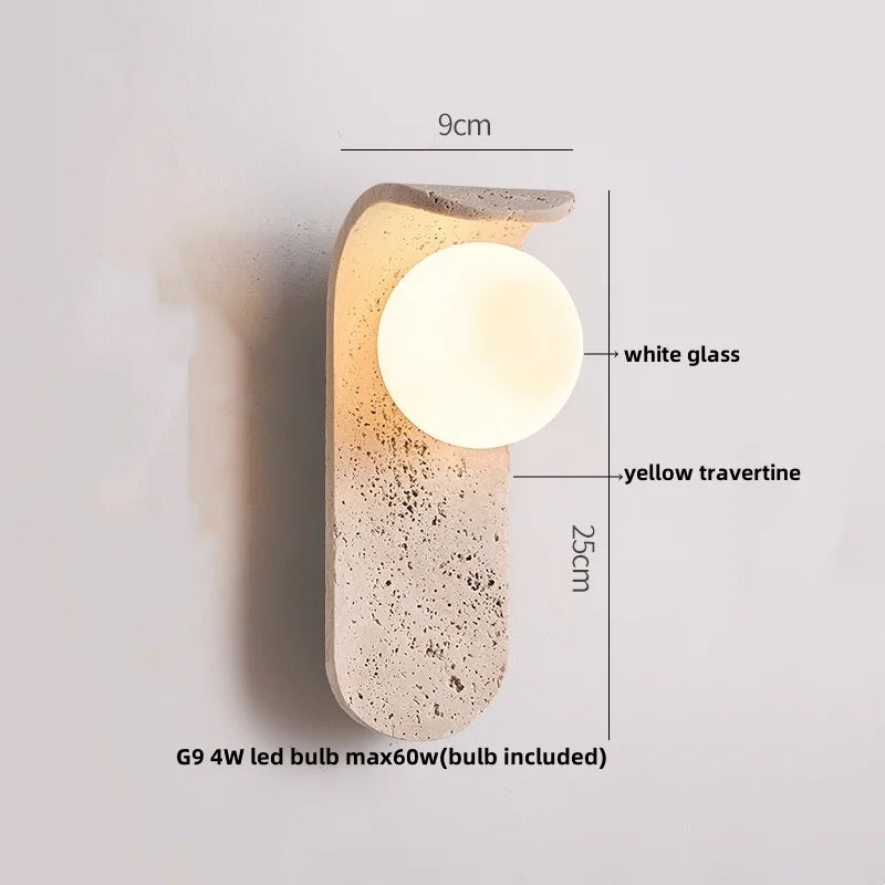 Noah - Yellow Cave Stone Wall Light White Glass LED