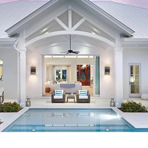 Makenzi - Modern LED Patterned Glass Outdoor Wall Light with Light Sensor