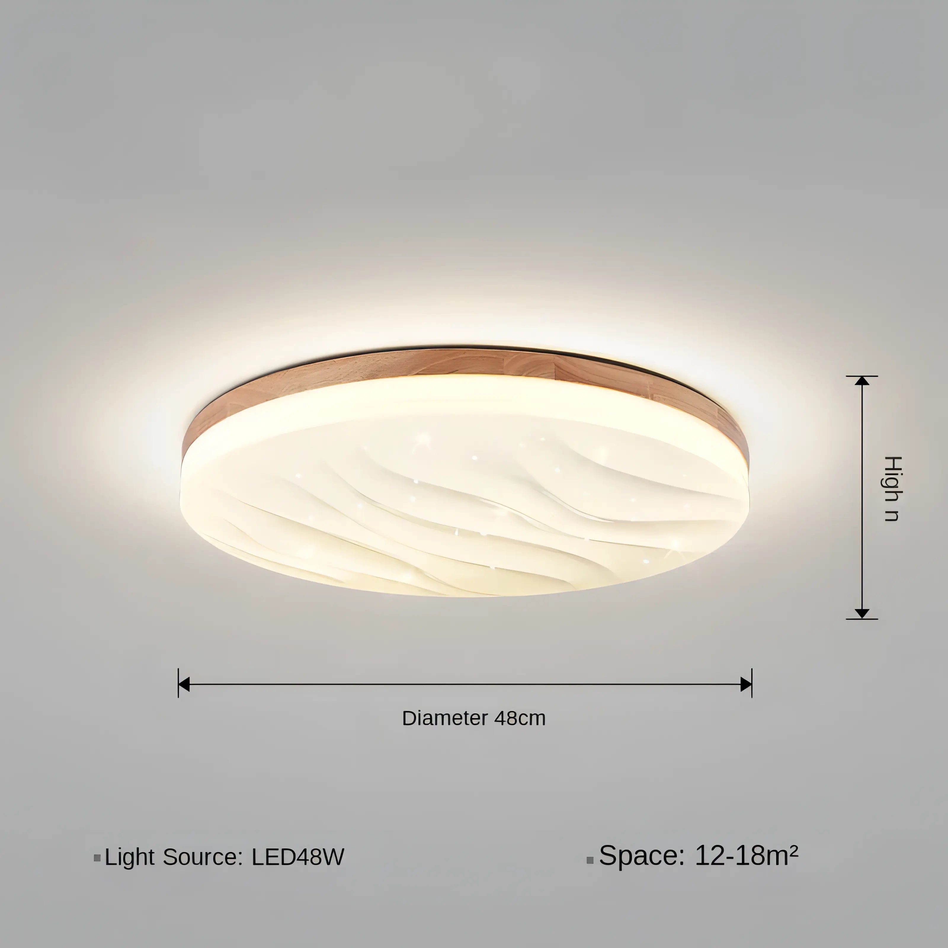 Benito - Modern Thin White Milk Shade Wooden And Acrylic Ceiling Light