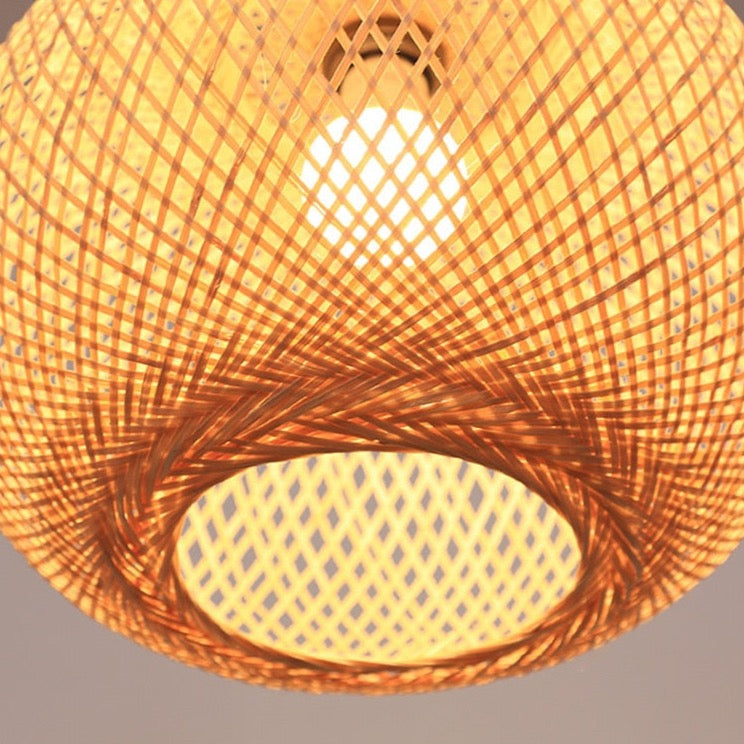 Adrienn - Handwoven Bamboo Round Shade Hanging Ceiling Light