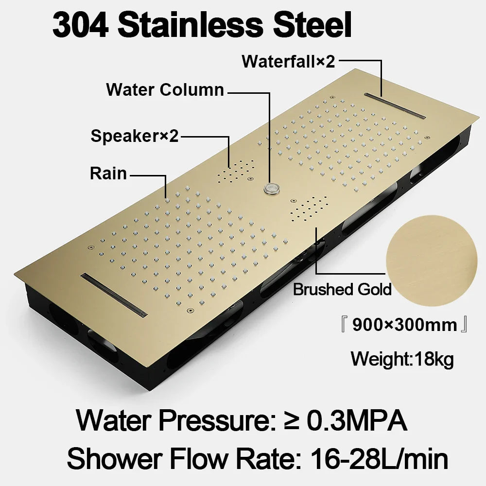 Kaur - Modern LED Stainless Steel Ceiling Mounted Shower Panel with Phone Control