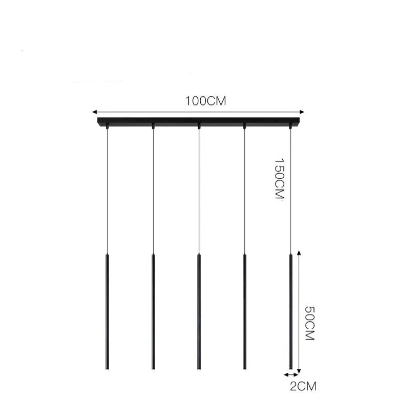 Gaia - Black Hanging Long Tube Combination Ceiling Light Properties
