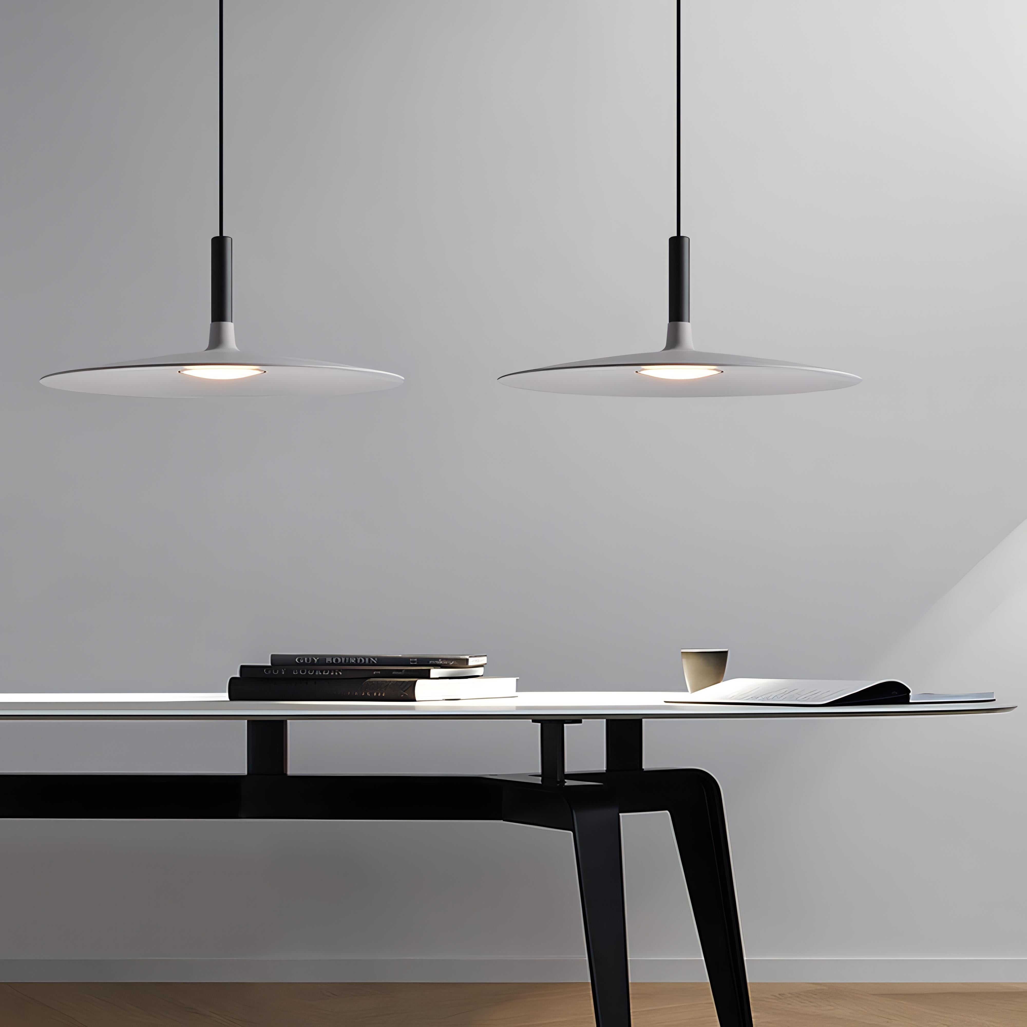 Alvaro - Modern Round Flat Dish Hanging Pendant Ceiling Light