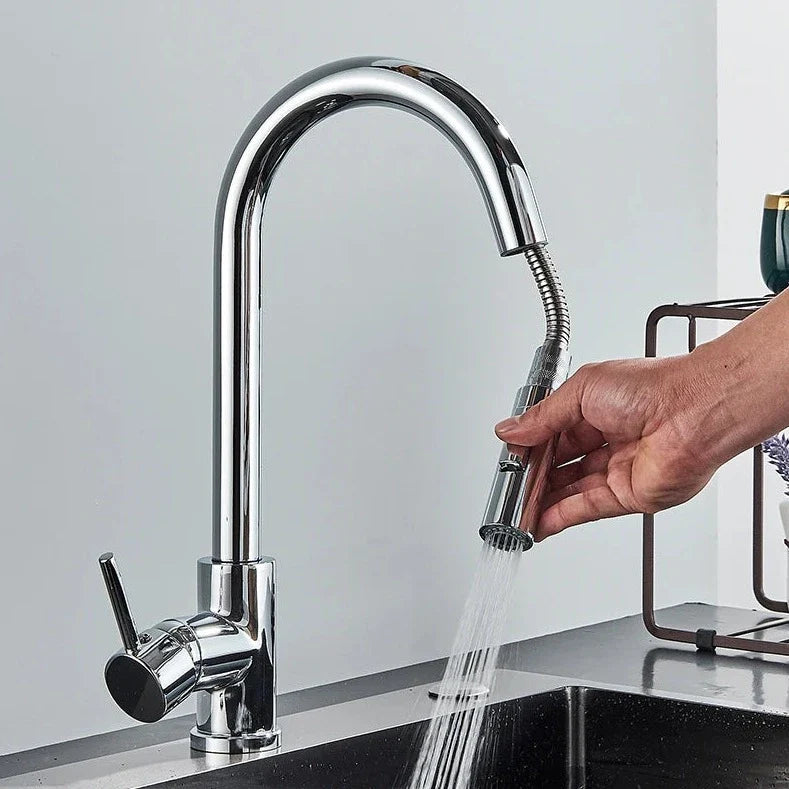 Foley - Kitchen Brushed Gold Pull Out Modern Single Handle Mixer Tap