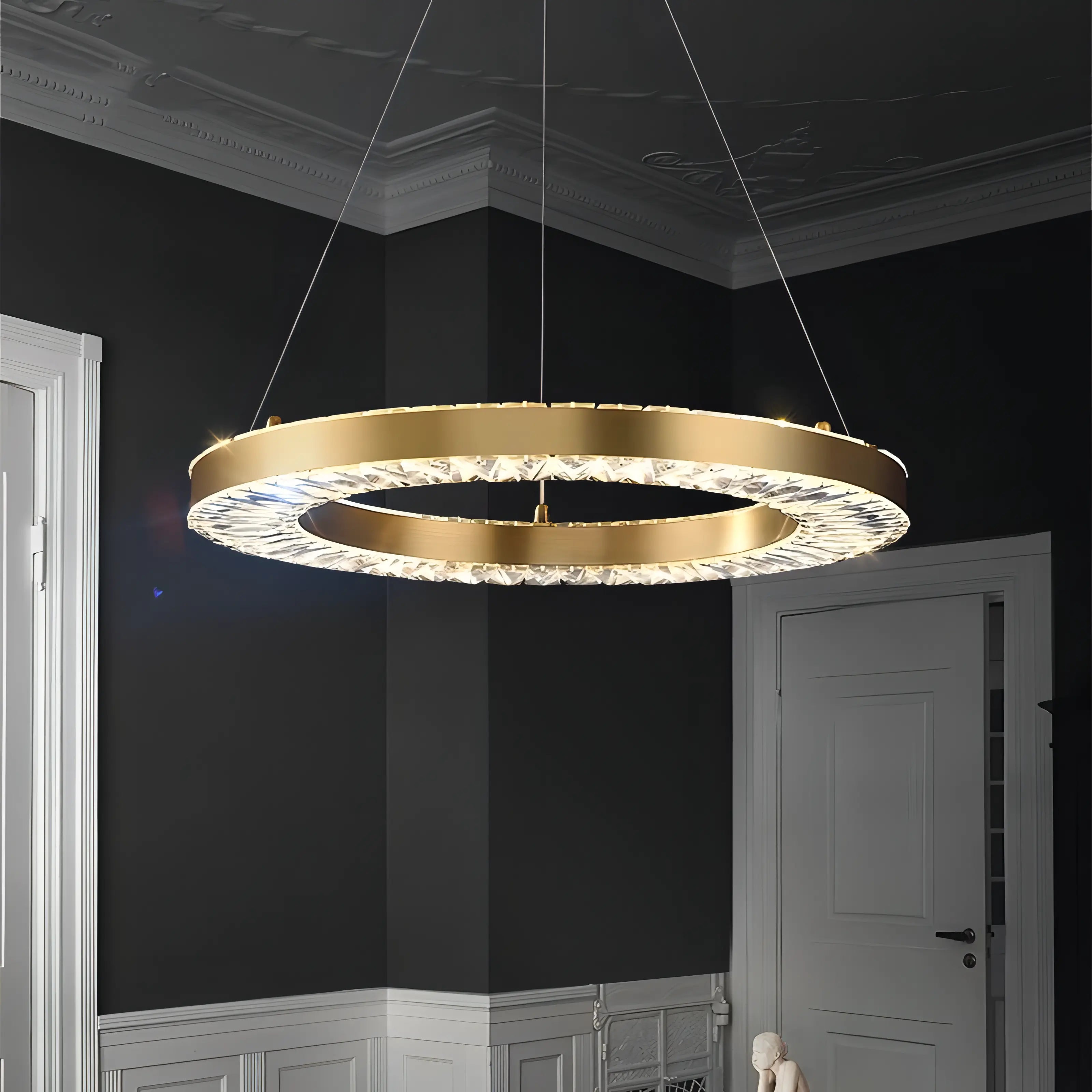 Jill - Modern Round Tiered Patterned Glass Ceiling Chandelier