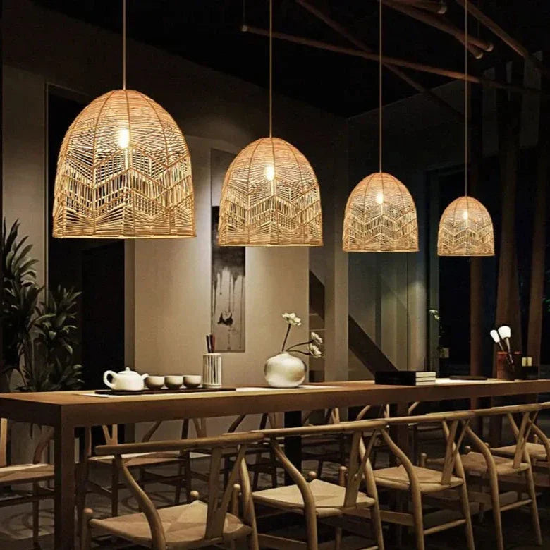 Uribe - Natural Chinese Bamboo Dome Hanging Pendant Ceiling Light