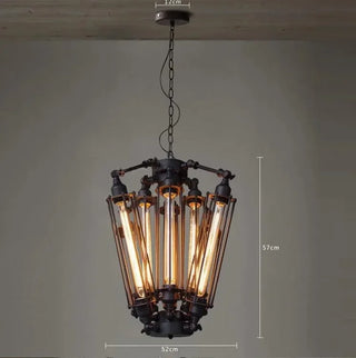 Meryem - Black Industrial Multi Head Cylindrical Iron Ceiling Light Chandelier