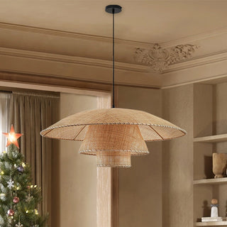Ildo - Rattan Pendant Tiered Shade Ceiling Light
