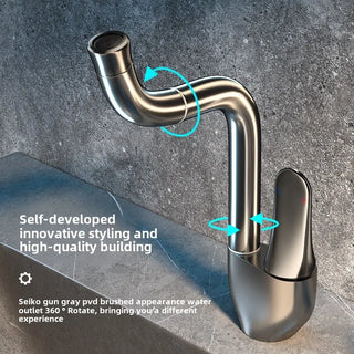 Moriah - Elegant 360 Degree Rotary Upturn Lift Curved Spout Single-Handle Tap