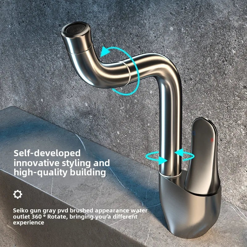 Moriah - Elegant 360 Degree Rotary Upturn Lift Curved Spout Single-Handle Tap