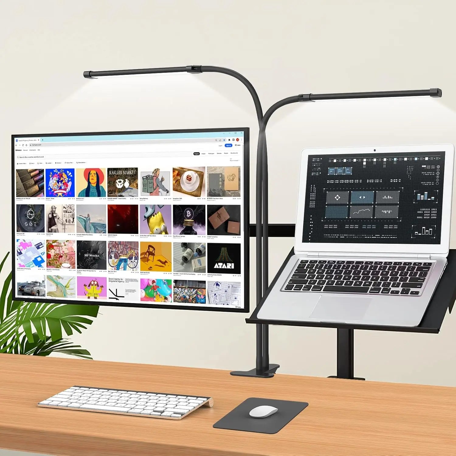 Piazza - Dual Head Clip on Desk Light Adjustable Light and Timer