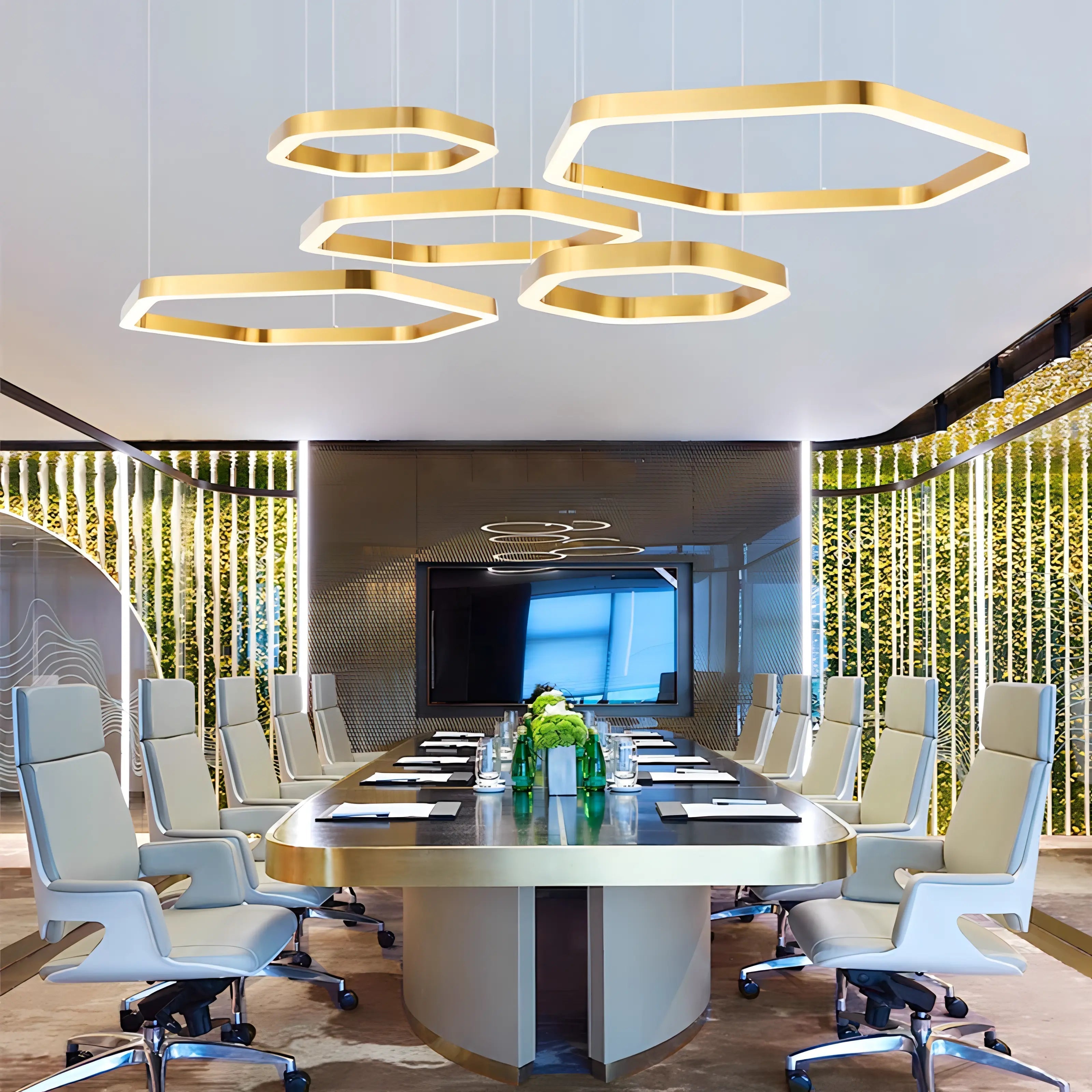Elouise - Hexagon LED Gold Ceiling Chandelier