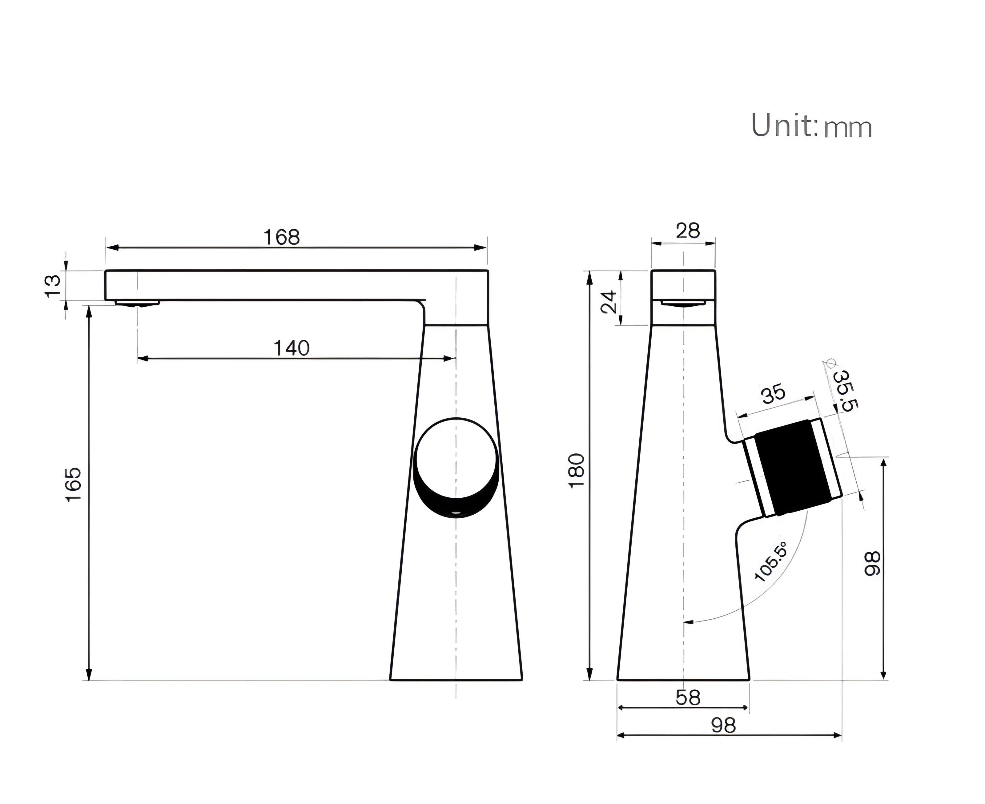 Elon - Polished Modern Twist Control Bathroom Mixer Tap