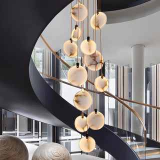 Bates - Modern Round Marble Hanging Ceiling Chandelier