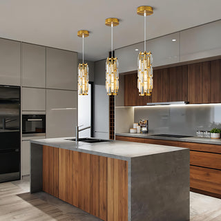 Enoch - Crystal Hanging Long Tube Pendant Ceiling Light
