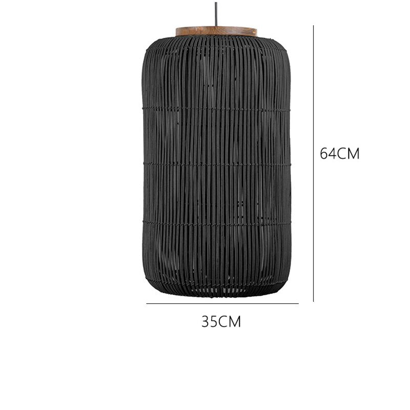 Karola - Retro Rattan Squashed Round Ceiling Light