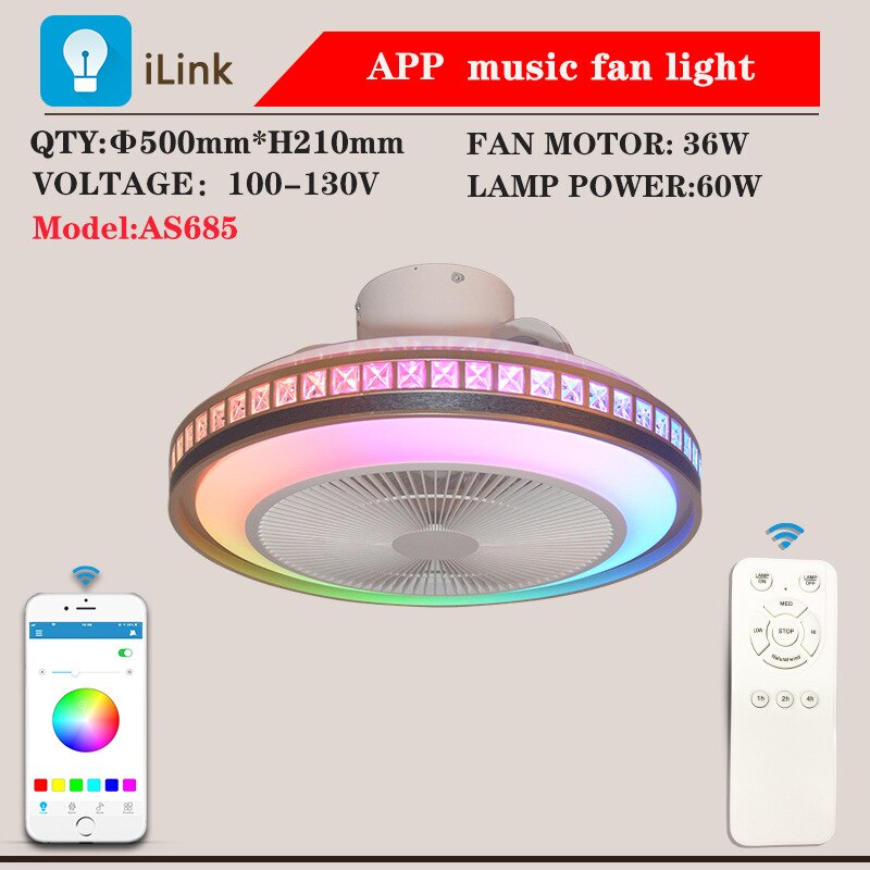 Naira - 50cm Ceiling Fan with LED Light Remote/APP Controlled