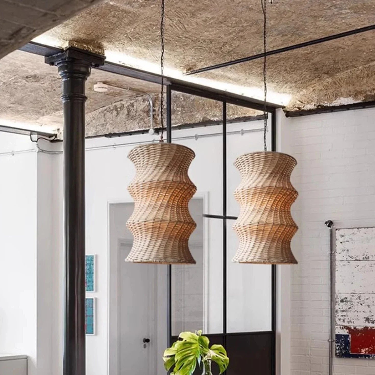 Giana - Woven Japanese Style Bamboo Retro Hanging Ceiling Light