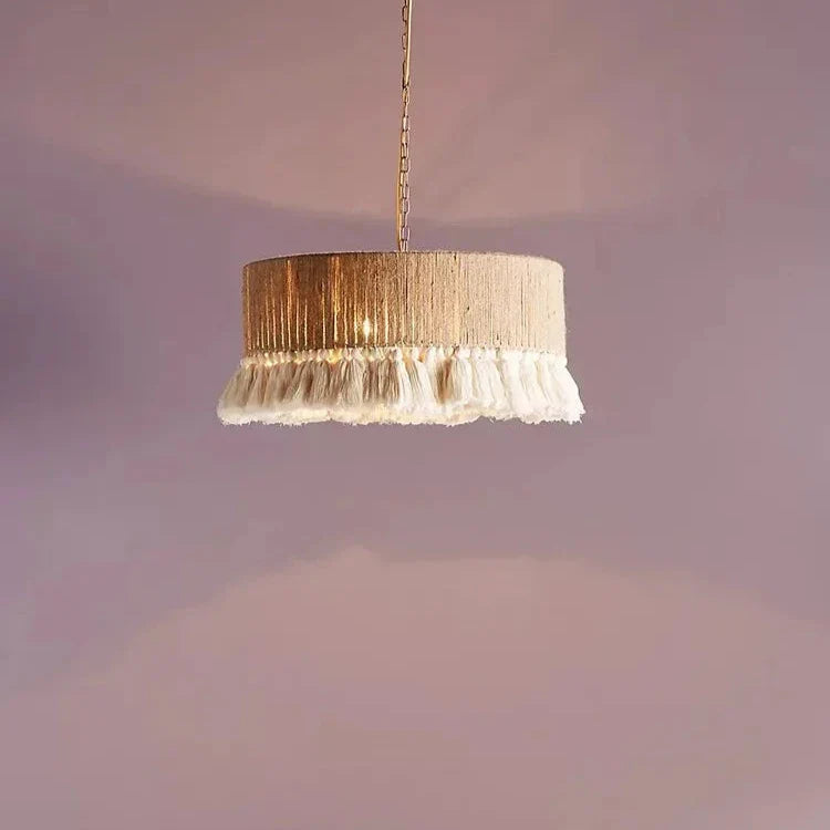 Lazaro - Natural Hemp Rope Macrame Tassel Hanging Pendant Ceiling Light