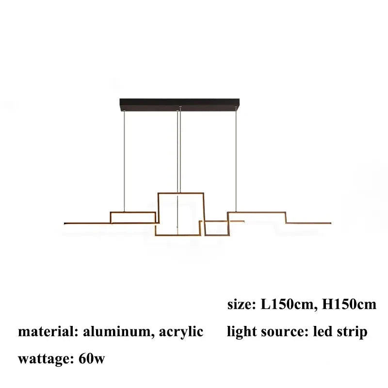 Long Thin Modern Hanging LED Chandelier