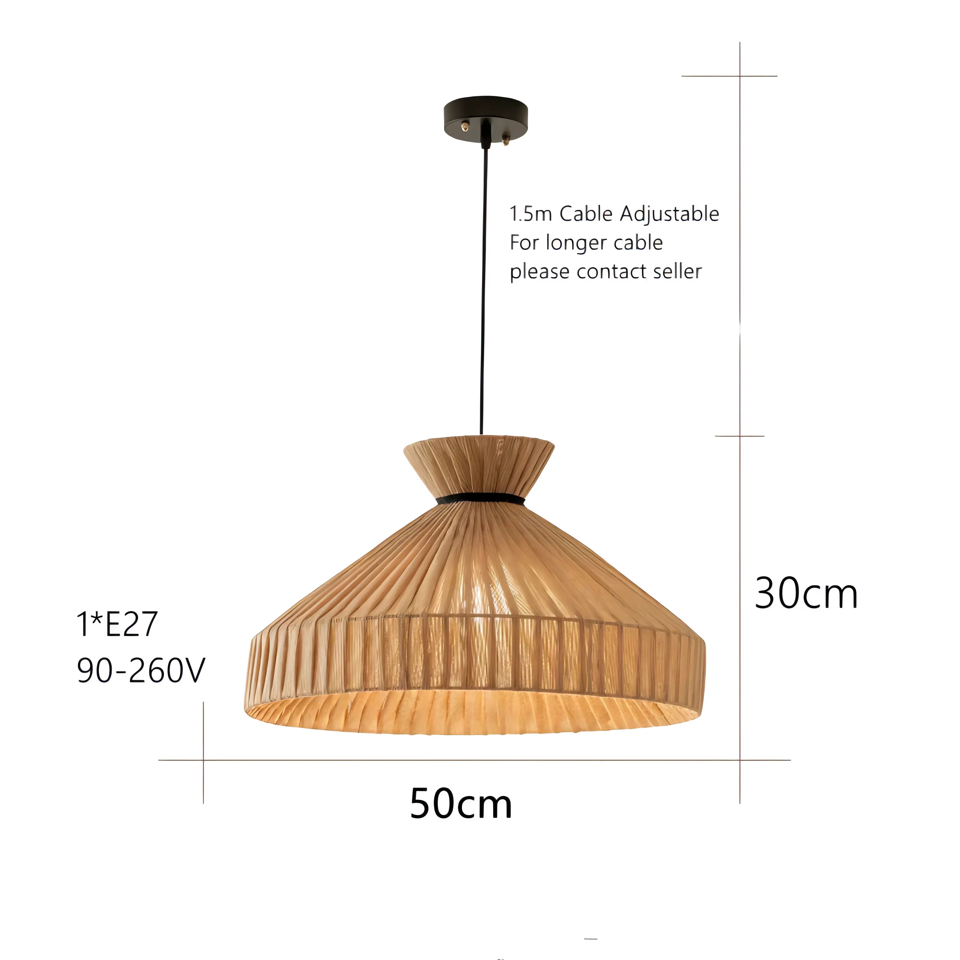 Espinoza - Woven Rattan Round Fabric Shade Ceiling Light