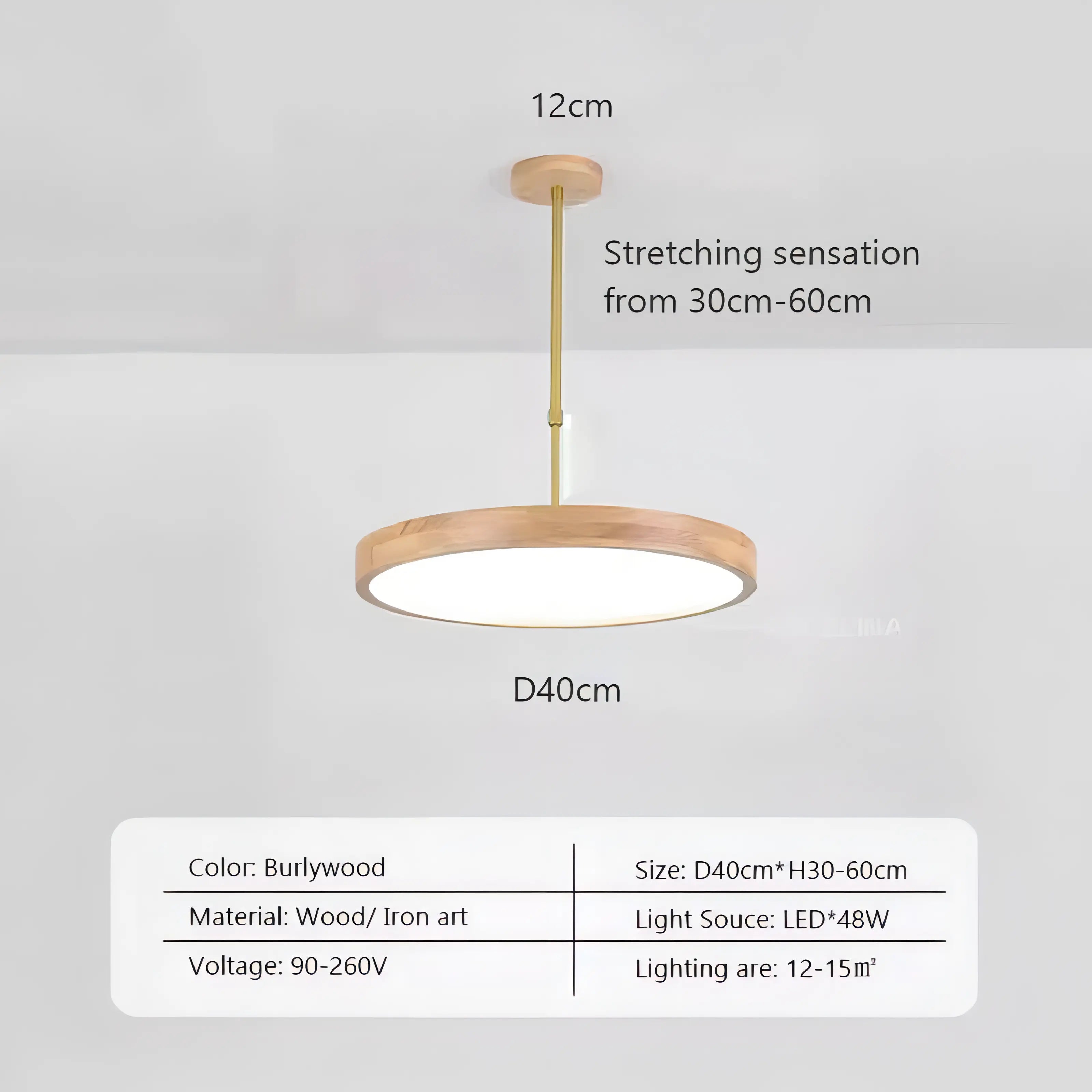 Dulce - Modern Thin Round Wooden Hanging Pendant Ceiling Light