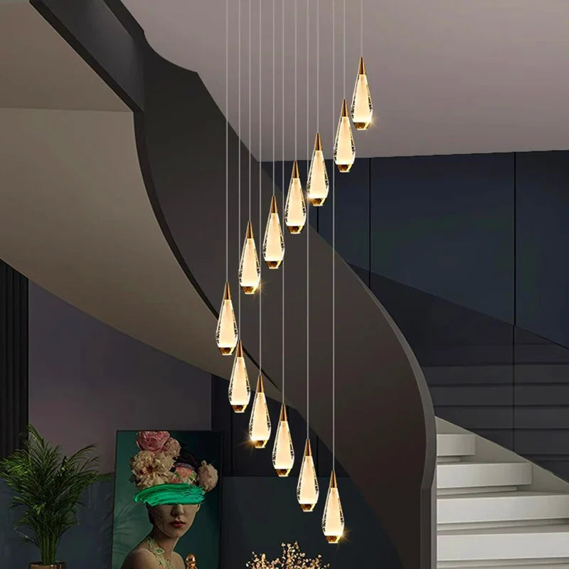 Carrie - Modern Spiral Teardrop with Liquid Ceiling Chandelier