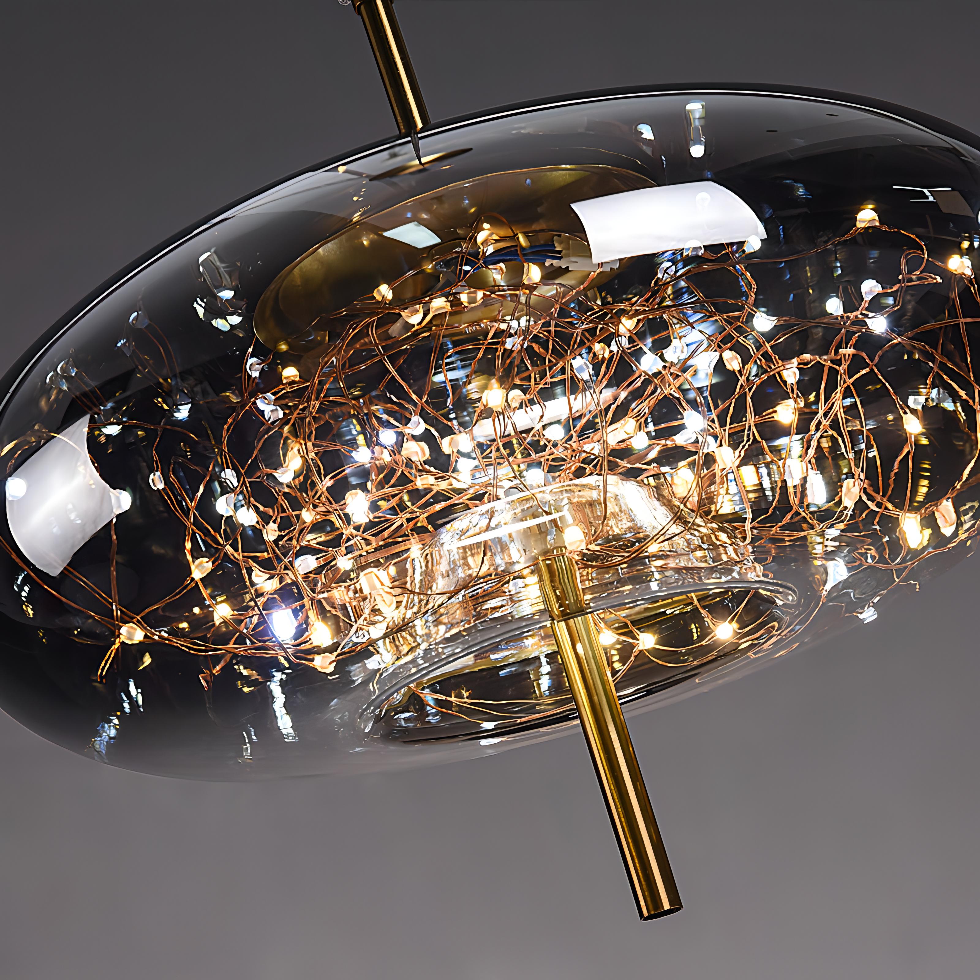 Zev - Coloured Glass Hanging Dome Burst Star Pendant Ceiling Light