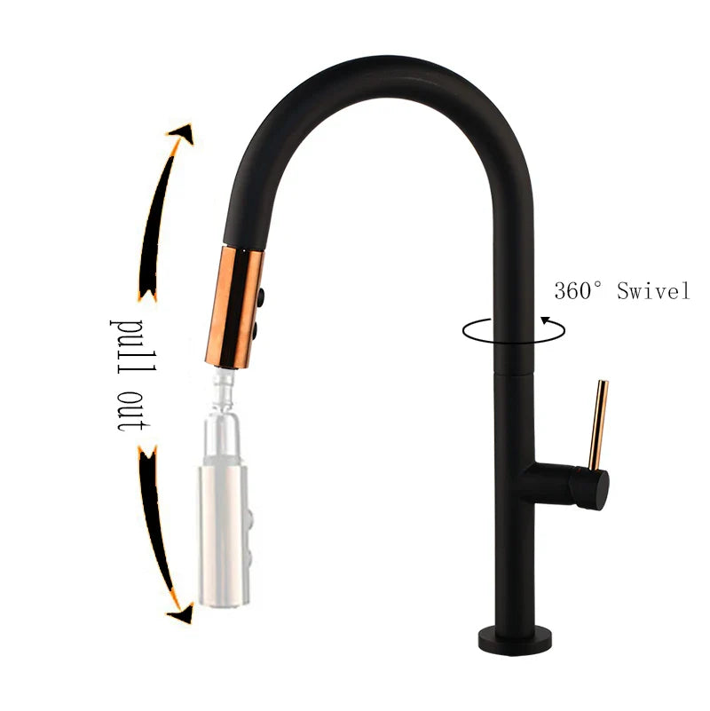 Betsy - Deck Mounted Single Handle Pull Out Modern Mixer Kitchen Tap