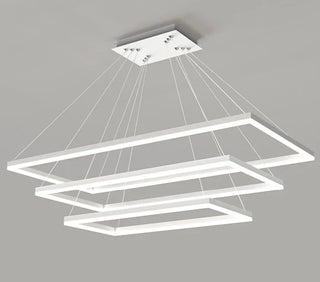 White Hanging Rectangle Modern Chandelier