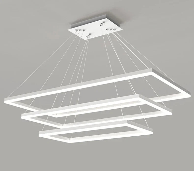 White Hanging Rectangle Modern Chandelier