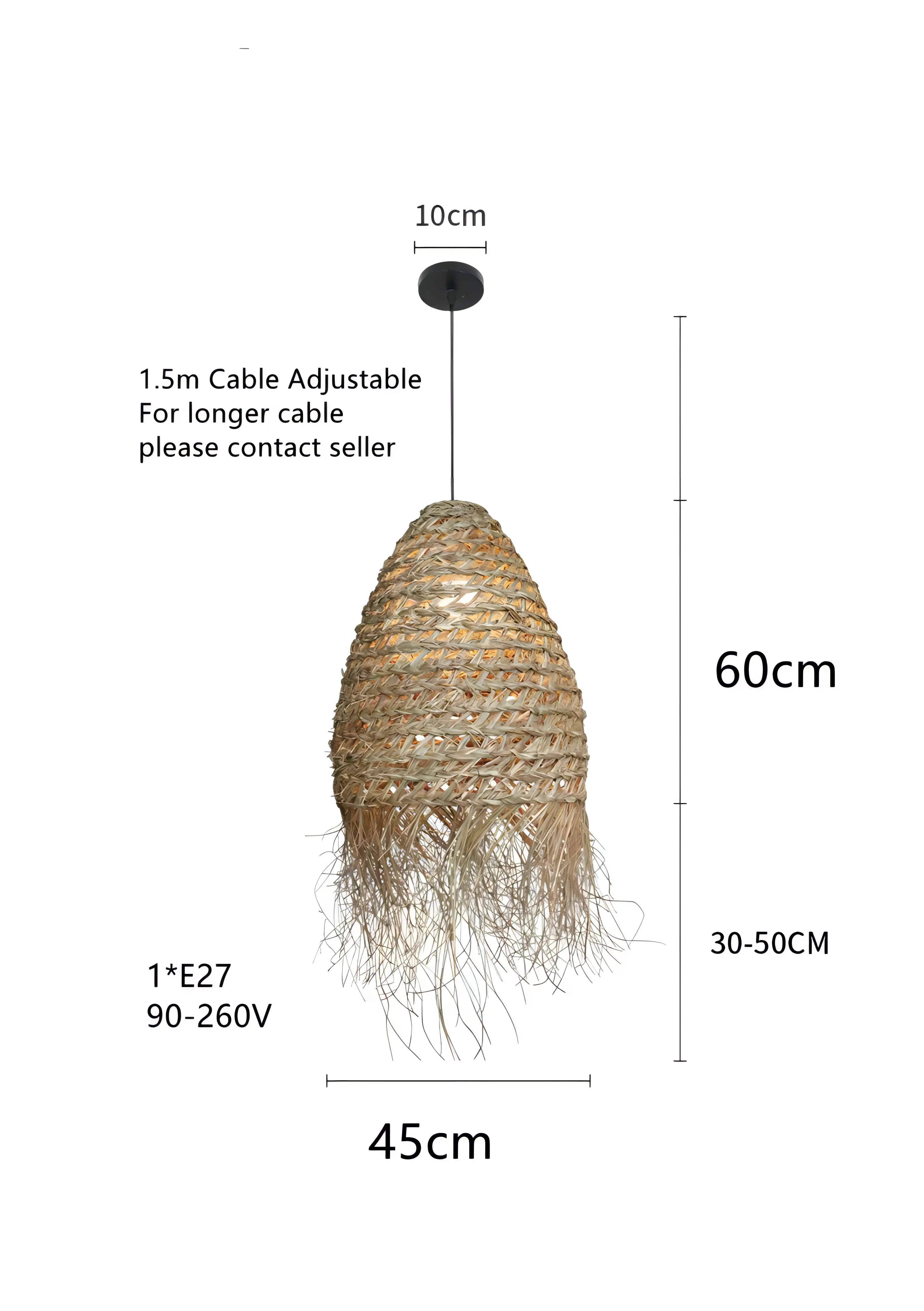 Humberto - Wicker Rattan Pendant Round Ceiling Light