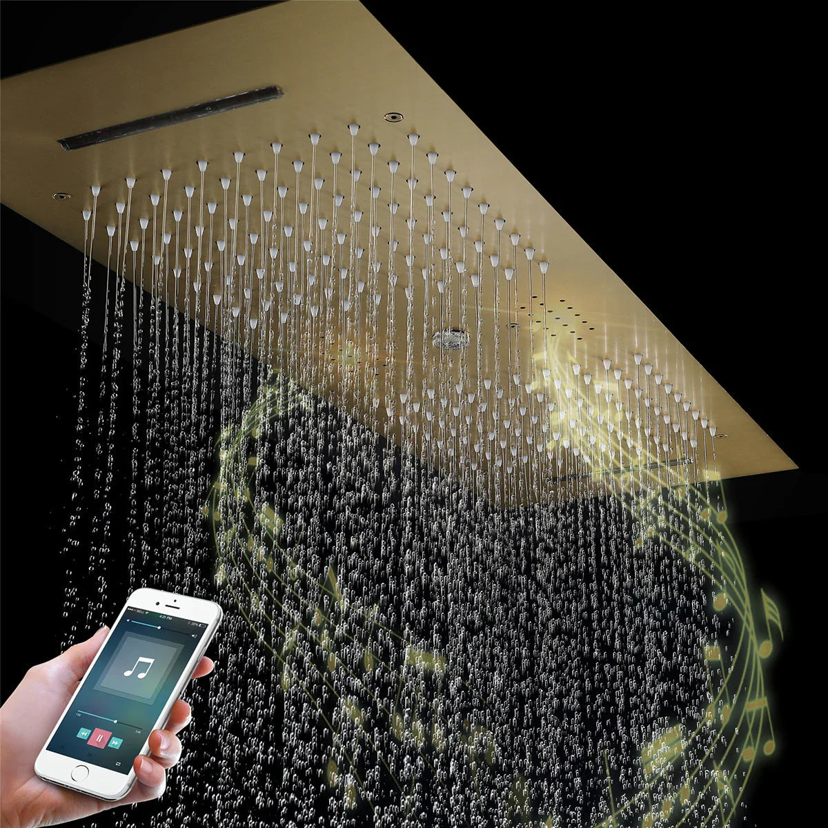 Kaur - Modern LED Stainless Steel Ceiling Mounted Shower Panel with Phone Control