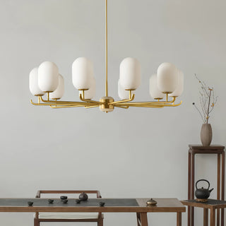 Potts - White Jade Glass Pipe Erected Round Ceiling Light