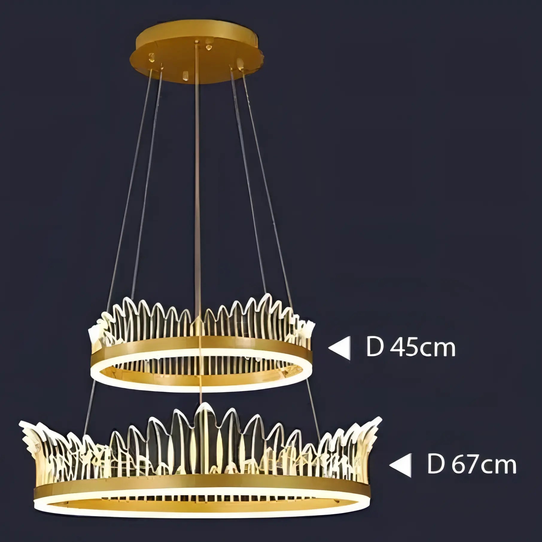 Rory - Hanging Curved Transparent Leaf Gold Ceiling Chandelier