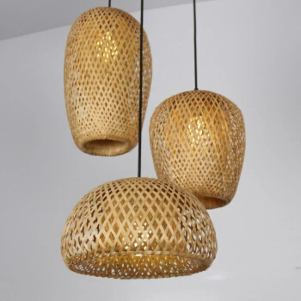 Nereida - Natural Hand-Woven Rattan Bamboo Hanging Ceiling Light