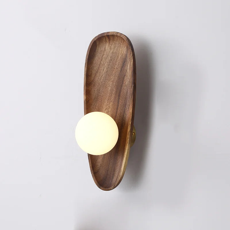 Stella - Natural Wooden Japanese Oval Circular Wall Light